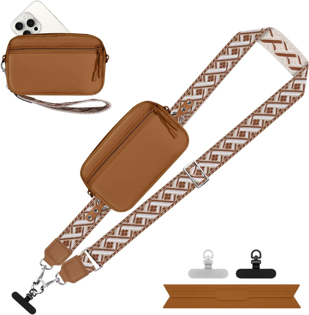 Clip and Go Strap for Phone with Wallet Crossbody, Adjustable Phone Lanyard with Detachable RFID Wristlet Wallet