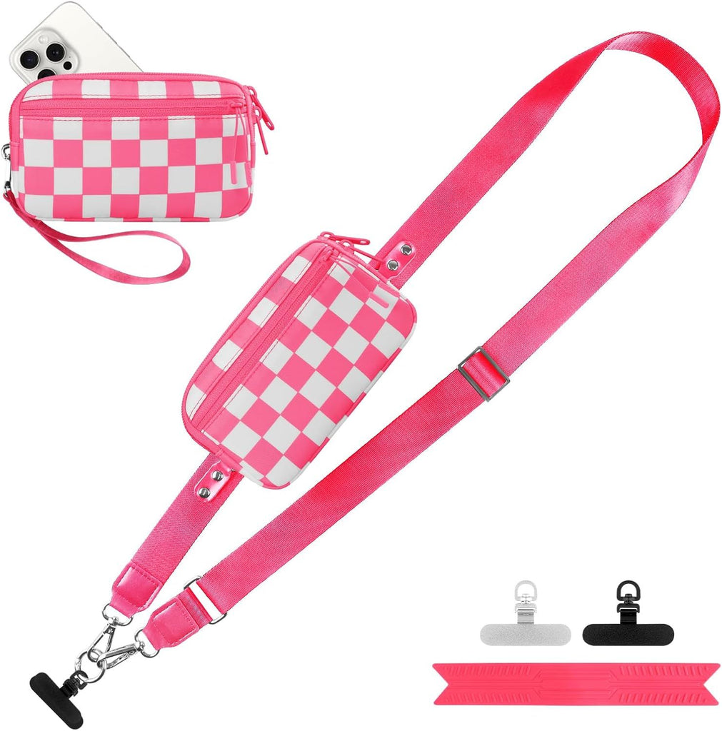 Clip and Go Strap for Phone with Wallet Crossbody, Adjustable Phone Lanyard with Detachable RFID Wristlet Wallet
