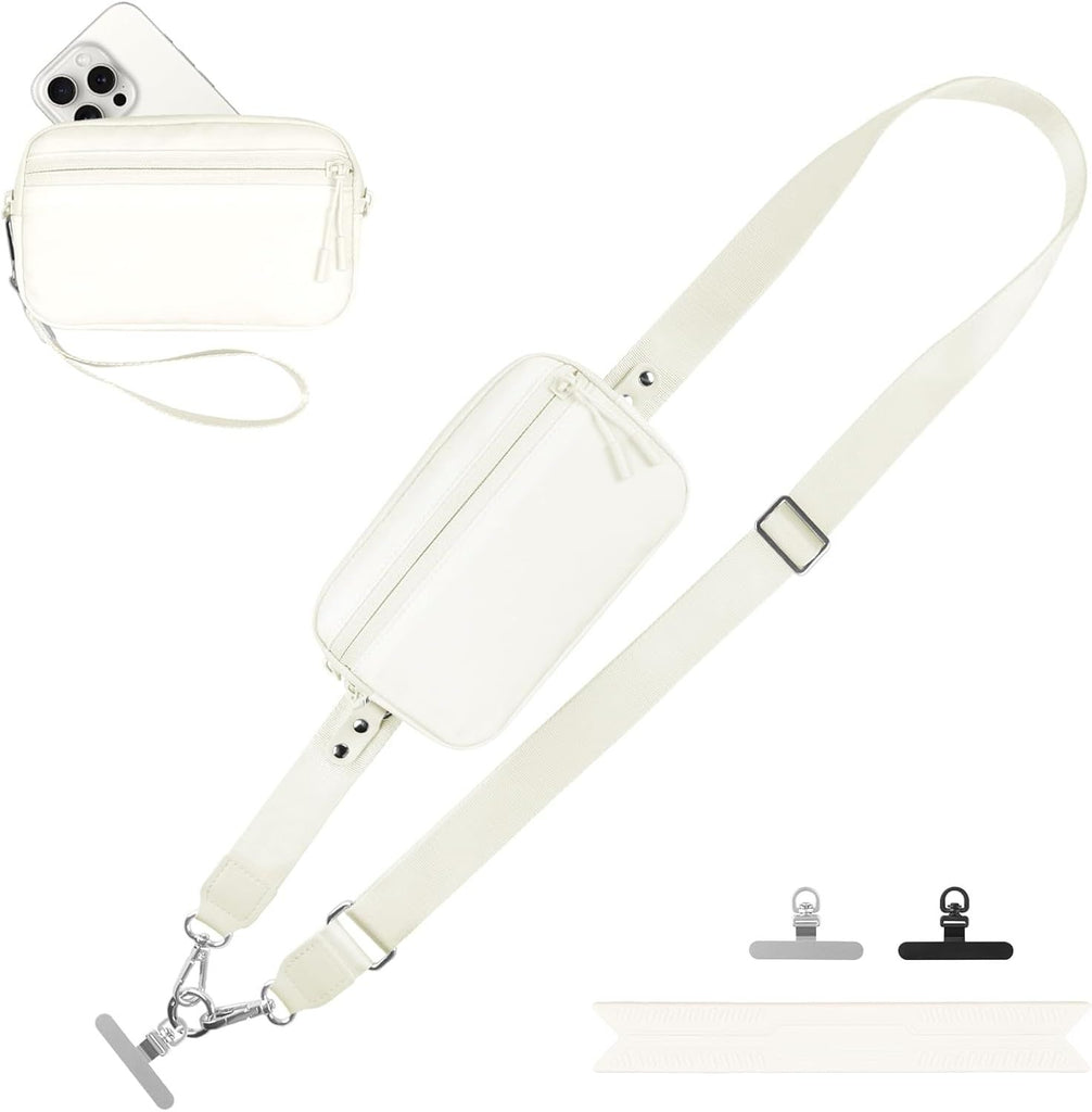 Clip and Go Strap for Phone with Wallet Crossbody, Adjustable Phone Lanyard with Detachable RFID Wristlet Wallet