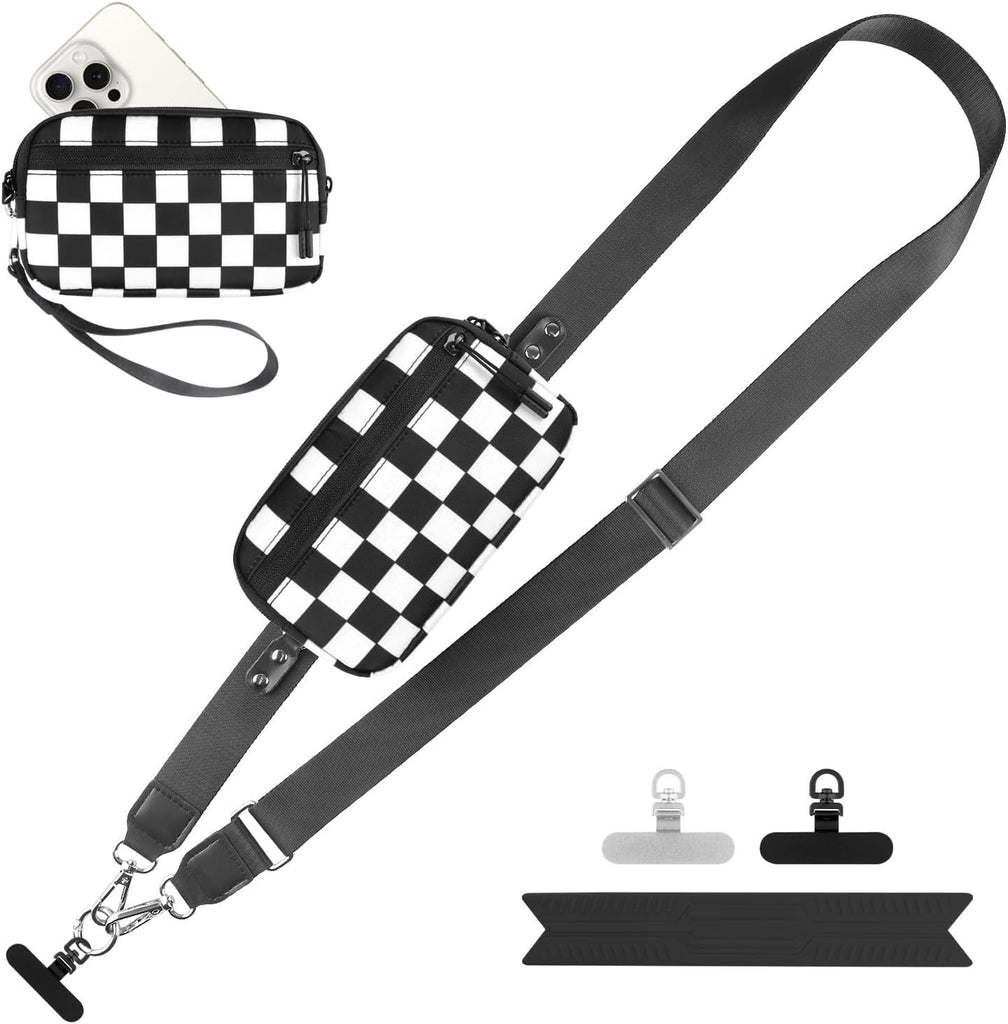 Clip and Go Strap for Phone with Wallet Crossbody, Adjustable Phone Lanyard with Detachable RFID Wristlet Wallet
