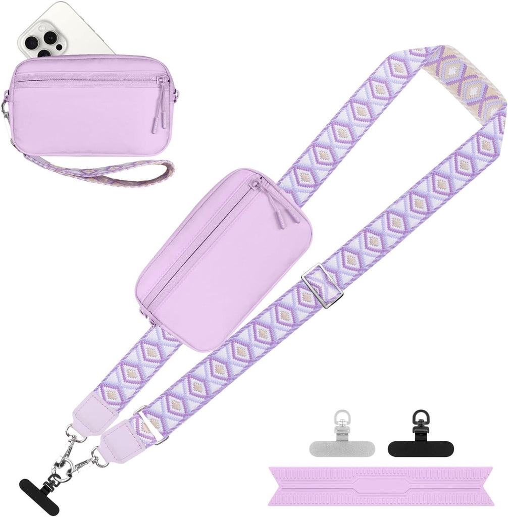 Clip and Go Strap for Phone with Wallet Crossbody, Adjustable Phone Lanyard with Detachable RFID Wristlet Wallet