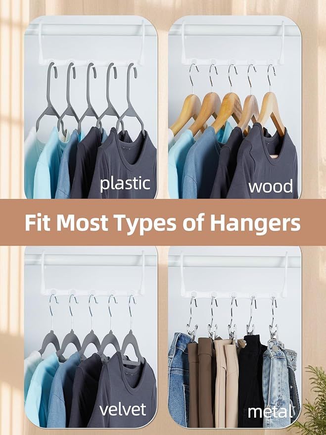 Closet Organizers and Storage, Magic Hangers Space Saving Clothes Hangers, Pack of 8 Sturdy Plastic Hangers with Holes for Wardrobe Closet Organization