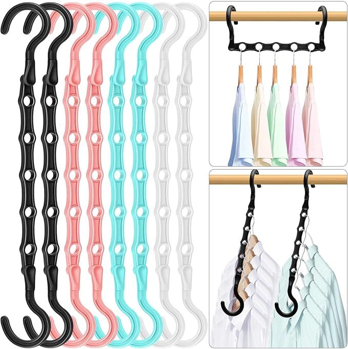 Closet Organizers and Storage, Sturdy Space Saving Hanger for Heavy Clothes, Upgraded Cascading Hangers, Magic Closet Organization Clothes Hangers, College Dorm Room Essentials for Girls, 8 Pack