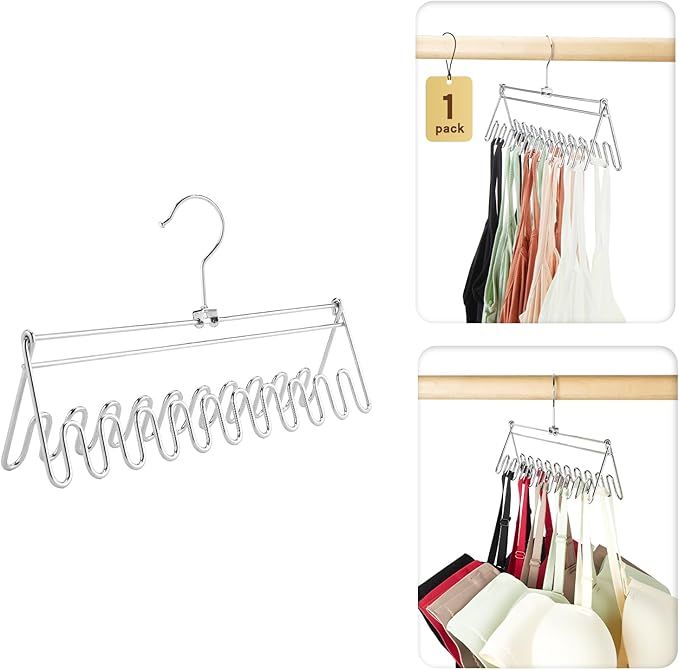 Closet Organizers and Storage, Tank Top Hangers, Rotatable Bra Organzier for Closet, Max 24 Storage Capacity Sport Bra Holder, Metal Space Saving Hanger 1 Pack - Dorm Room Essentials