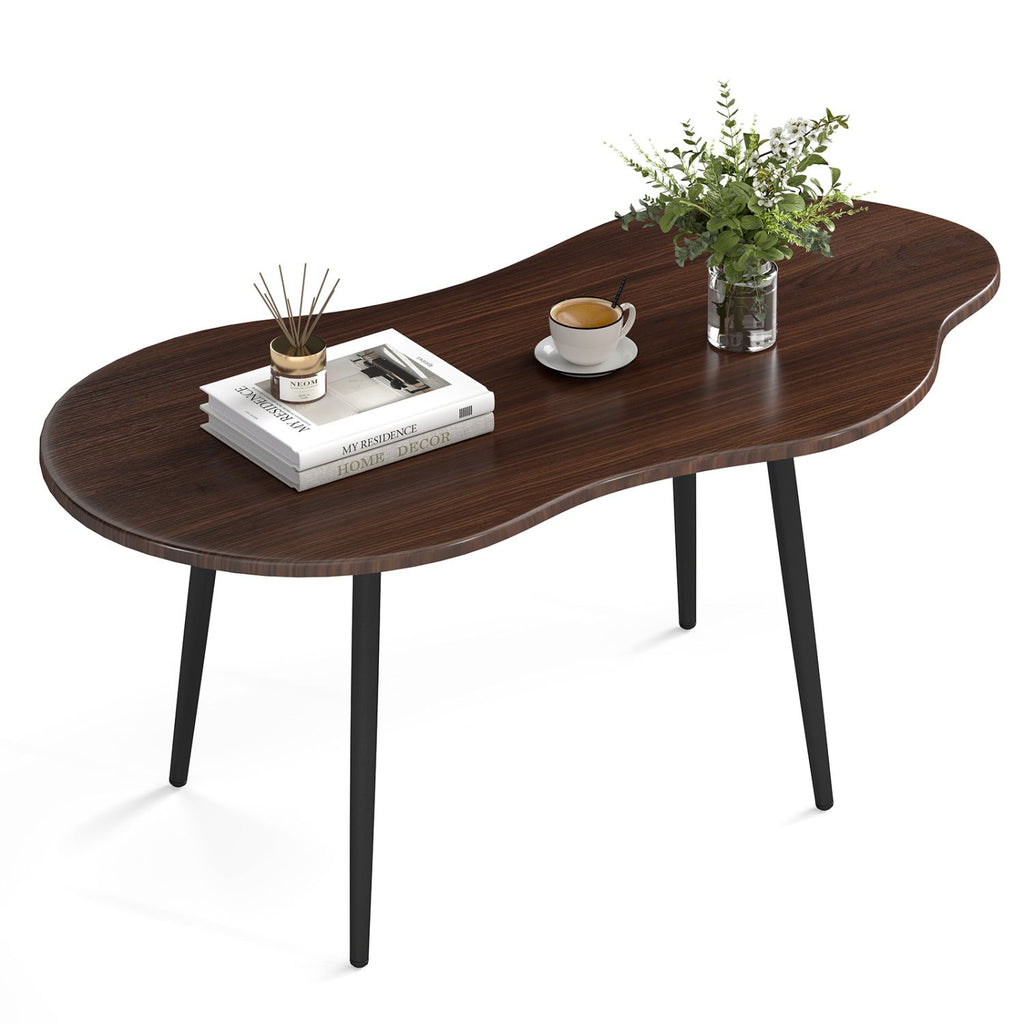 Cloud Shape Coffee Table 39.5 inch Irregular Center Table with Metal Frame