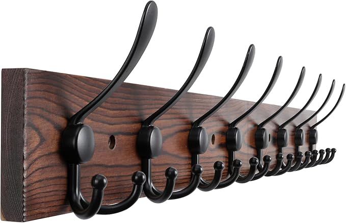 Coat Rack Wall Mount Coat Hooks Coat Hanger with 8 Metal Hooks