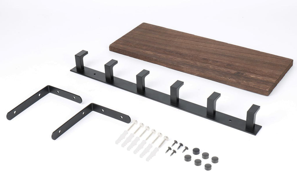 Coat Rack Wall Mounted with Shelf Heavy Duty Wall Hooks with Wood Shelves