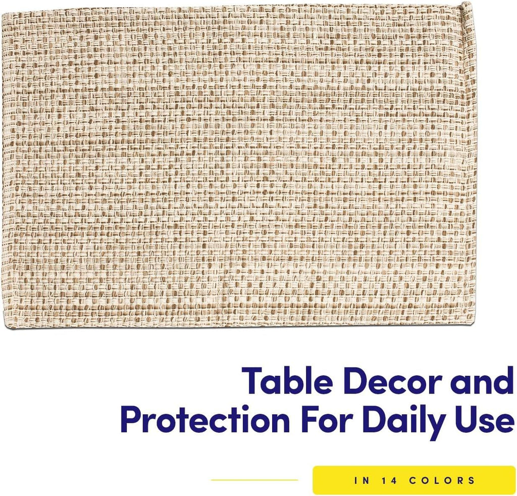 Collection 100% Cotton Placemats for Dining Room Rectangle Two Tone Woven Fabric 13" x 19" Soft Durable Table Mat Set, Set of 6, Eggshell