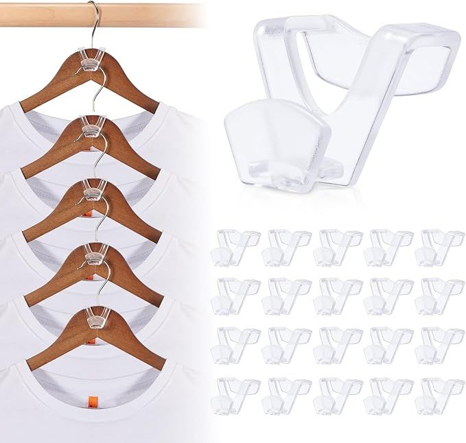 College Dorm Room Essentials - 60 Pack Clear Clothes Hanger Connector Hooks, Heavy Duty Hangers Organization, Premium Space Saving Hangers