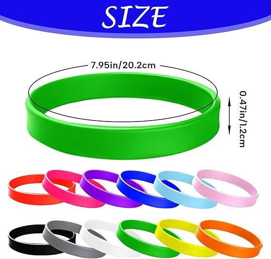 Colorful Silicone Wristband, 120 Pieces of Blank Rubber Bracelet for Men and Women Teenagers