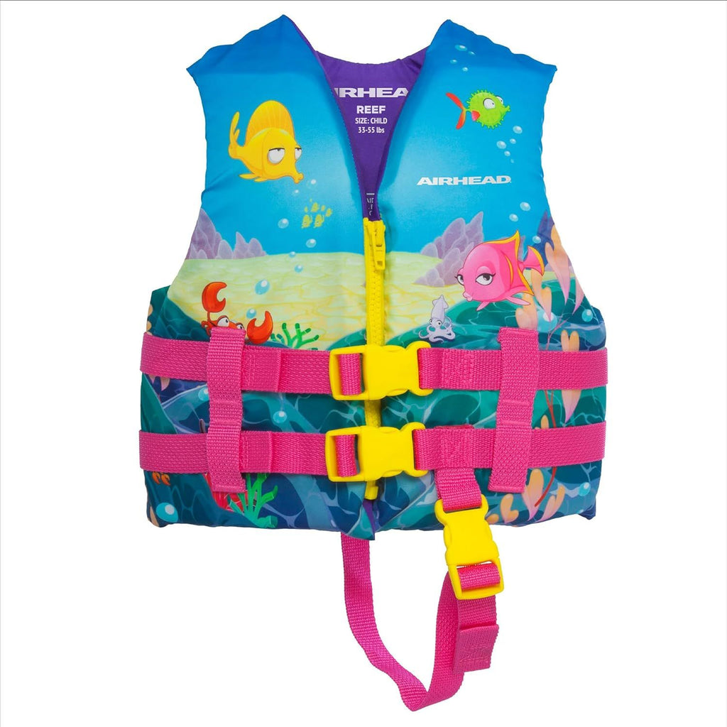 COMFORT and FUN – Ocean inspired graphics add bright color fun in this USCG Approved Life and DURABILITY