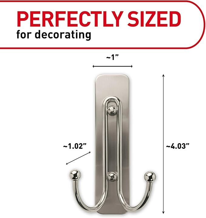 Command Large Satin Brass Double HookS 2 Coat Hooks and 2 Command Strips