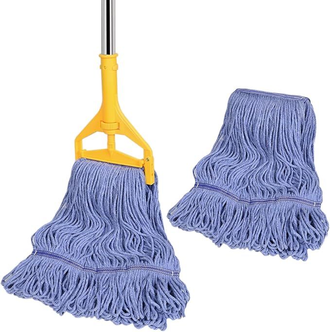 Commercial Heavy Duty String Wet Mop with Extra Head  63-Inch Handle