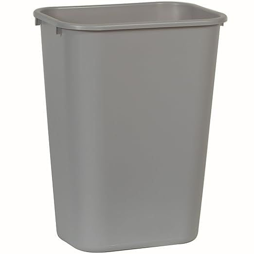 Commercial Products Deskside Wastebasket/Trash Can, 10.25-Gallon/41-Quart, Gray, Plastic, Garbage Can for Home/Office, Fits Under Desk/Sink/Cabinet