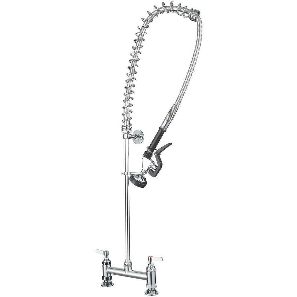 Commercial Restaurant Pull Down 2-Handle Wall Mount Pre-Rinse Spray Utility Kitchen Faucet in Polished Chrome