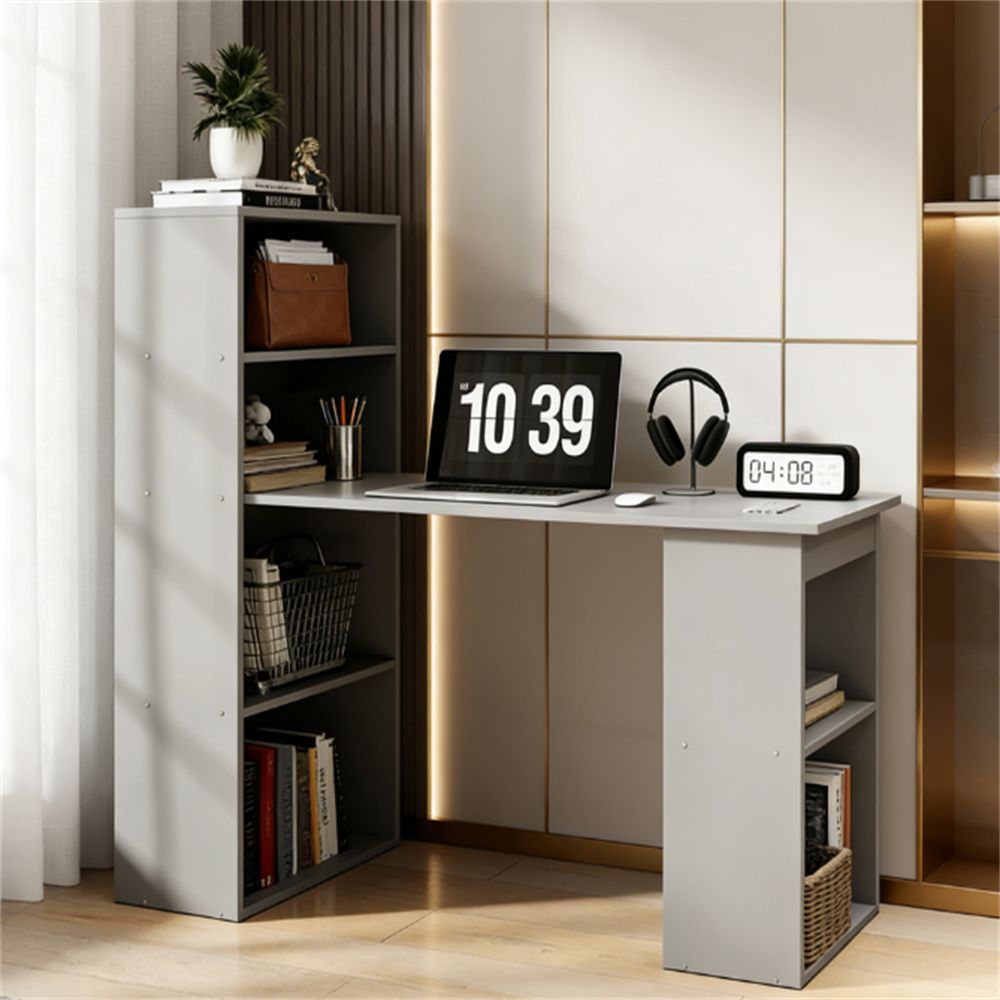 Compact computer desk, home office desk, writing desk, study desk, gray