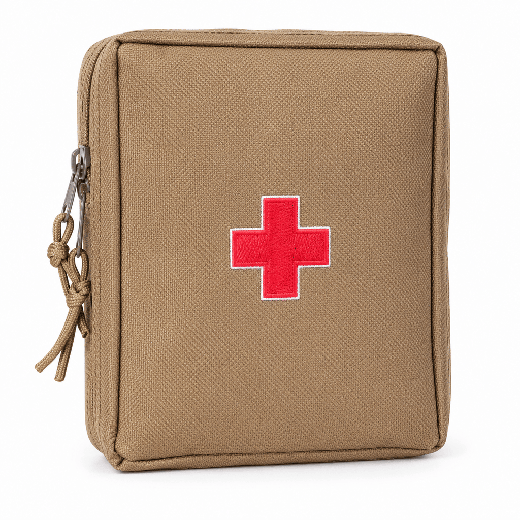 Compact First Aid Pouch, Zippered Medical Supply Bag, 8.66 × 7.87 in