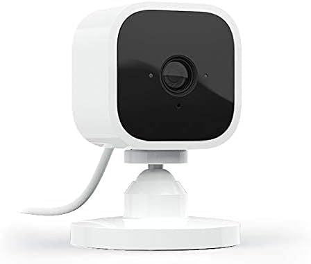 Compact indoor plug-in smart security camera, 1080p HD video, night vision, motion detection, two-way audio, easy set up, Works with Alexa – 1 camera (White)