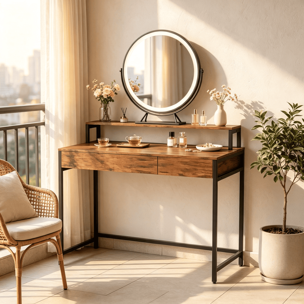 Compact Office Desk Featuring a Removable Monitor Shelf And Dual-use Drawer for Efficient Space Utilization