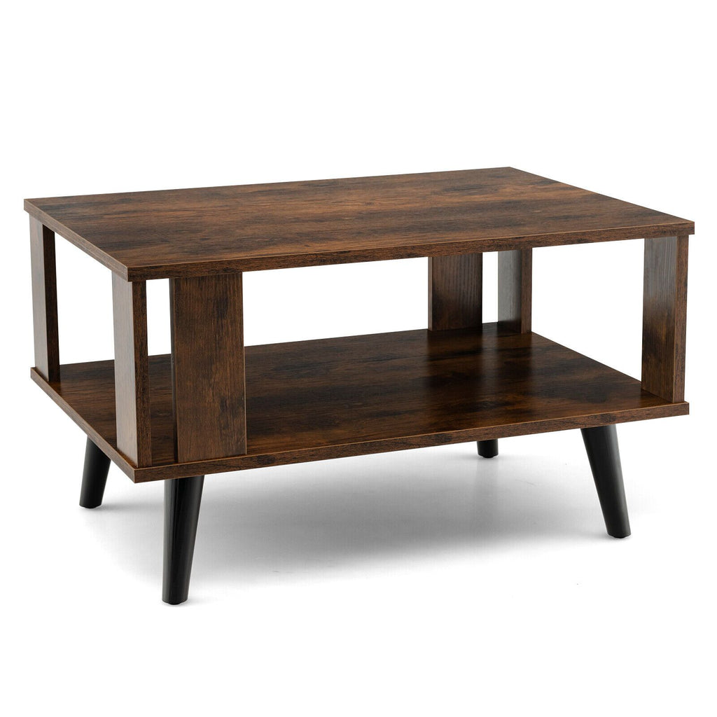 Compact Retro Mid-Century Coffee Table with Storage Open Shelf
Compact Retro Mid-Century C