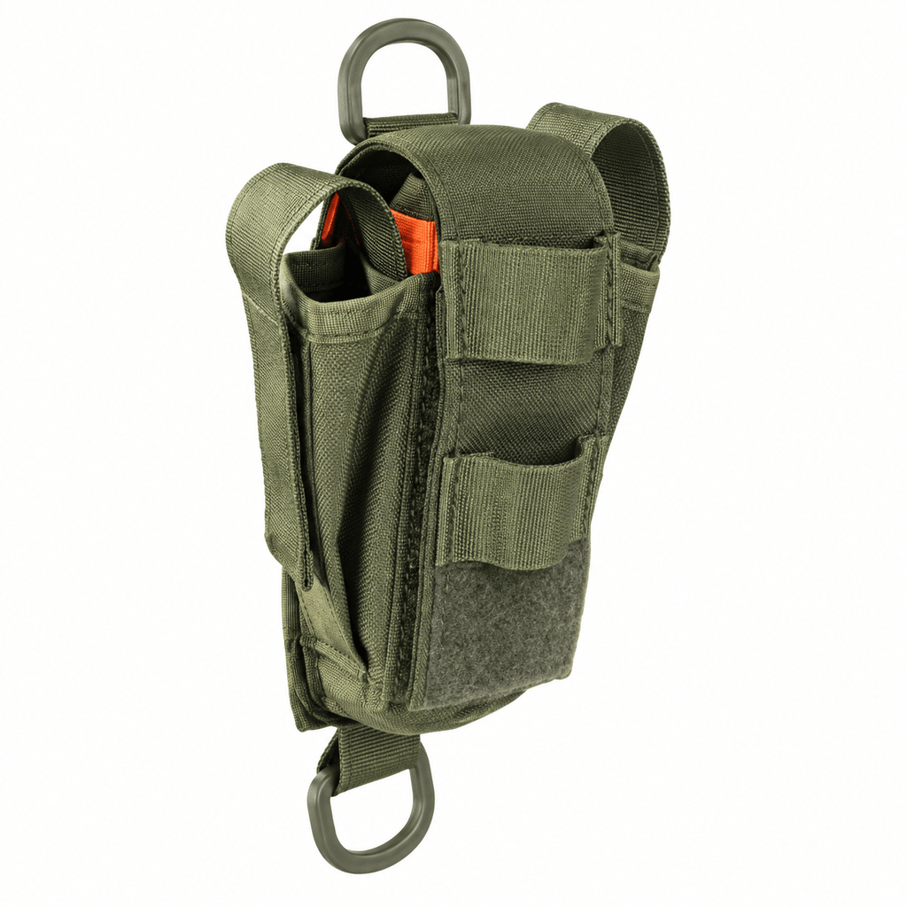 Compact Tool Organizer Pouch with Side Sleeves, Webbing and Attachment Loops