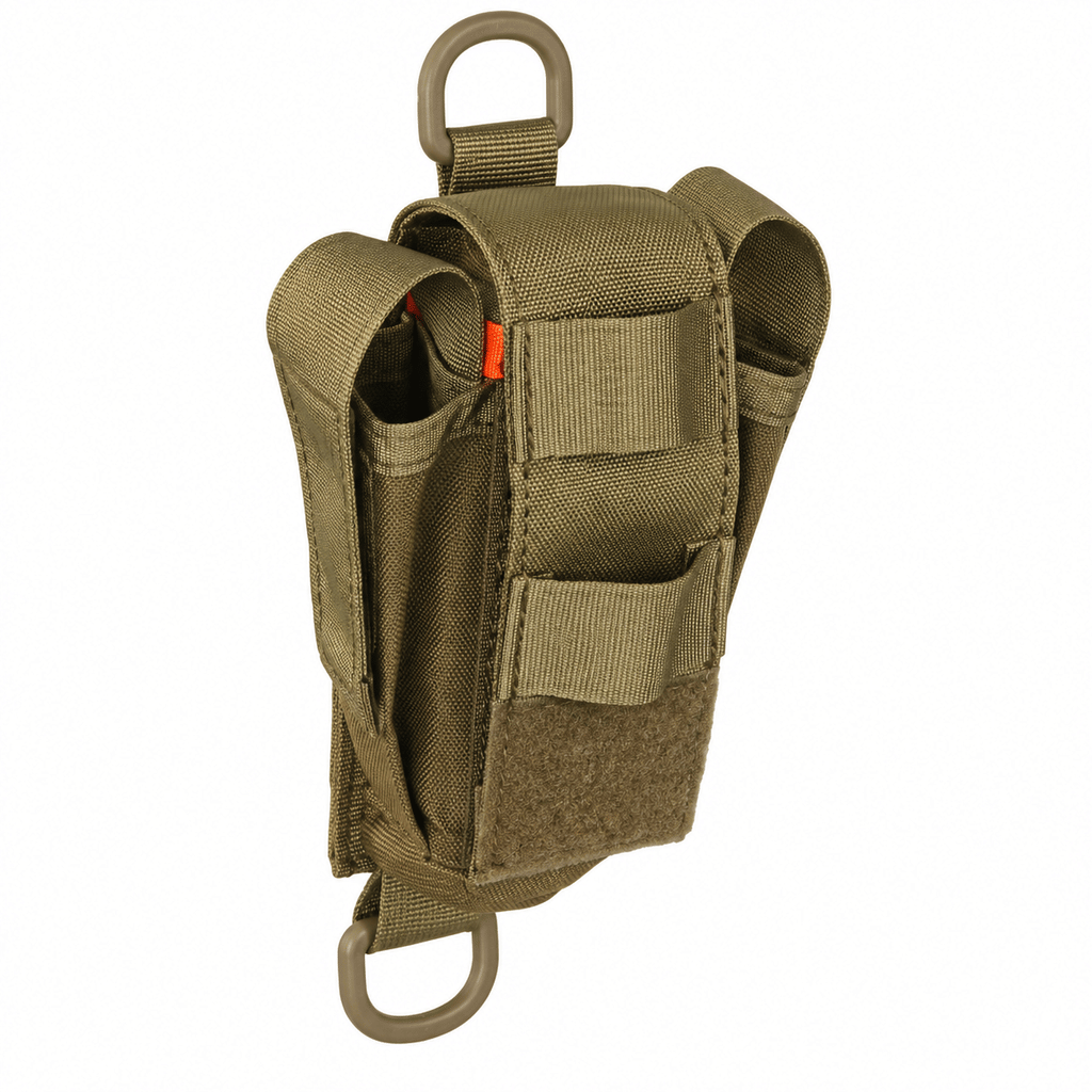 Compact Tool Organizer Pouch with Side Sleeves, Webbing and Attachment Loops