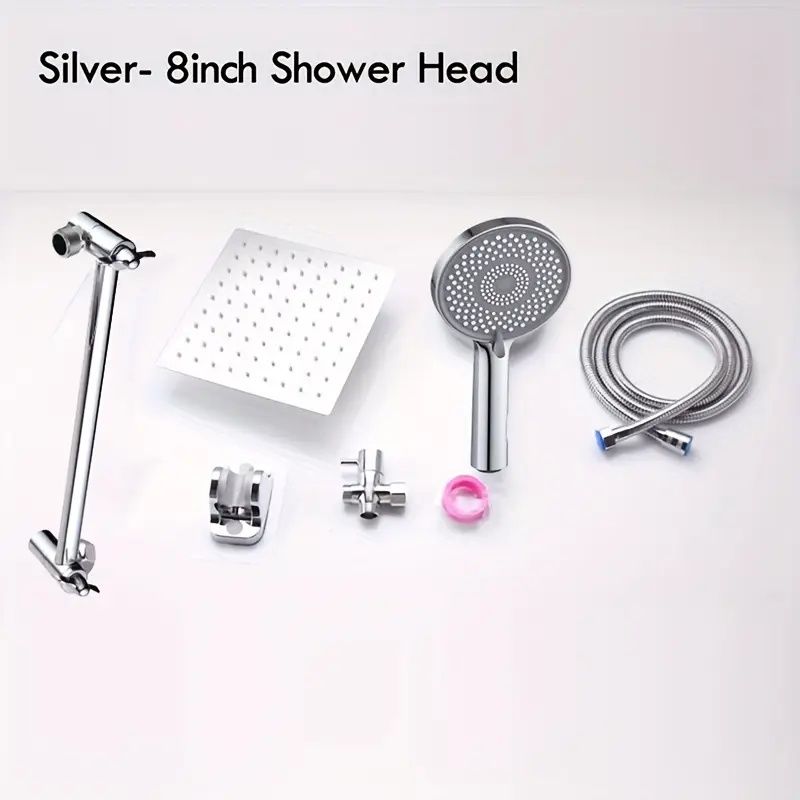 Complete Shower Solution - Stainless Steel Arm & Hose with Triple Function Shower Heads