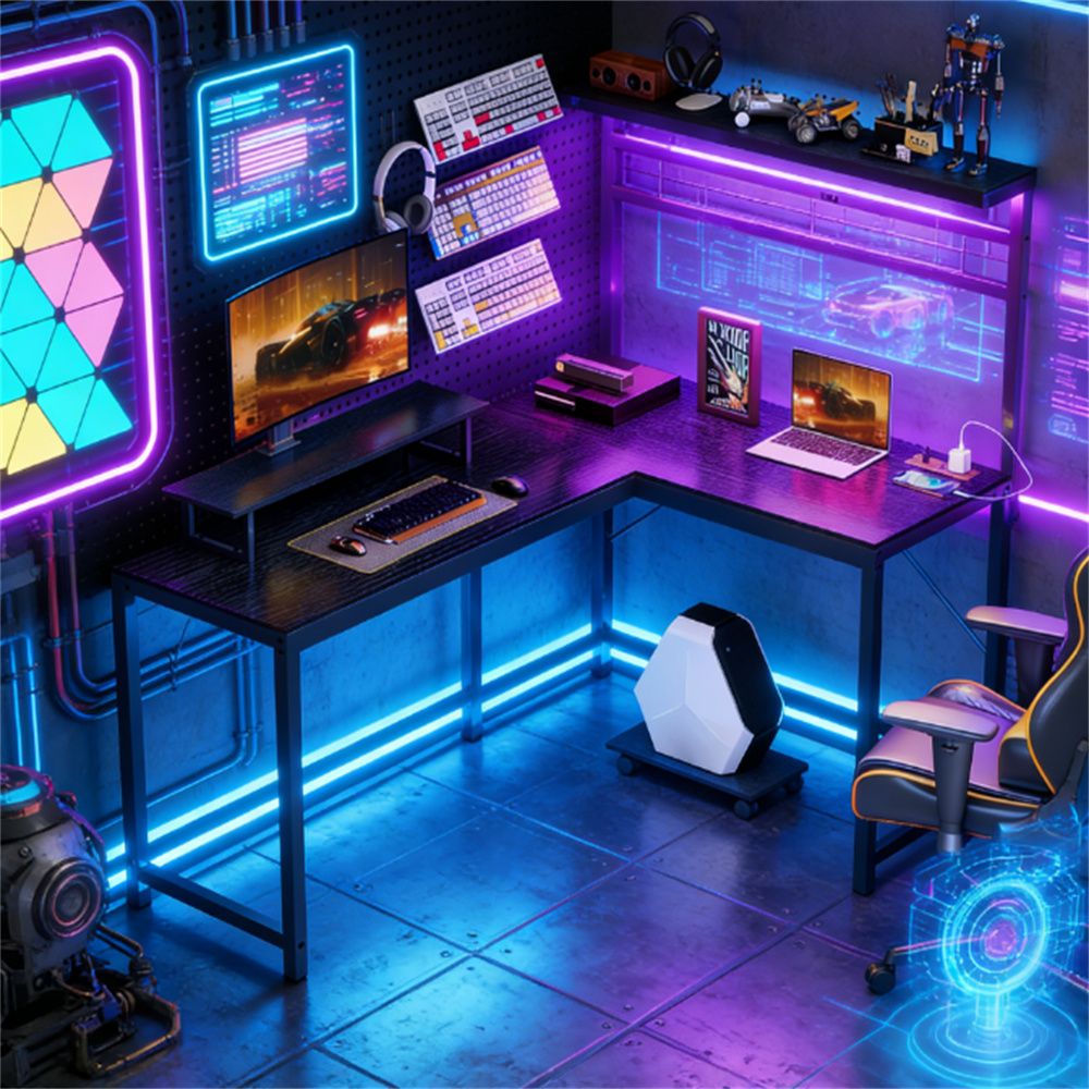 Computer desk, game desk, black