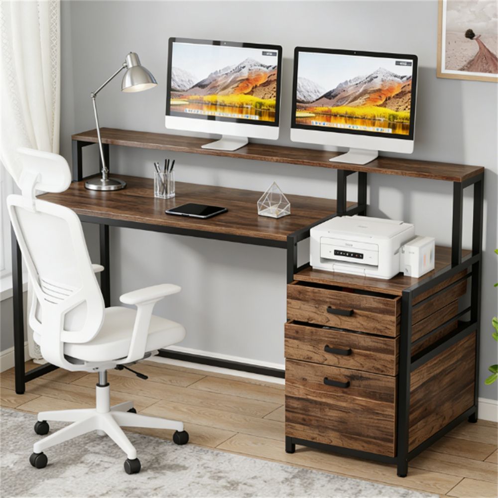 Computer desk with drawers, office desk, study desk