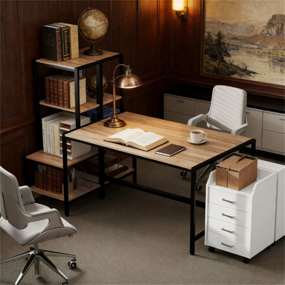 Computer desk, writing desk, office desk, study desk, brown
