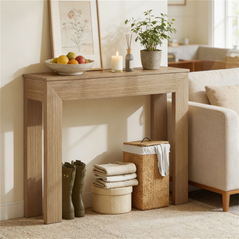 Console table, entrance table, lobby table, storage desk, Natural Wood