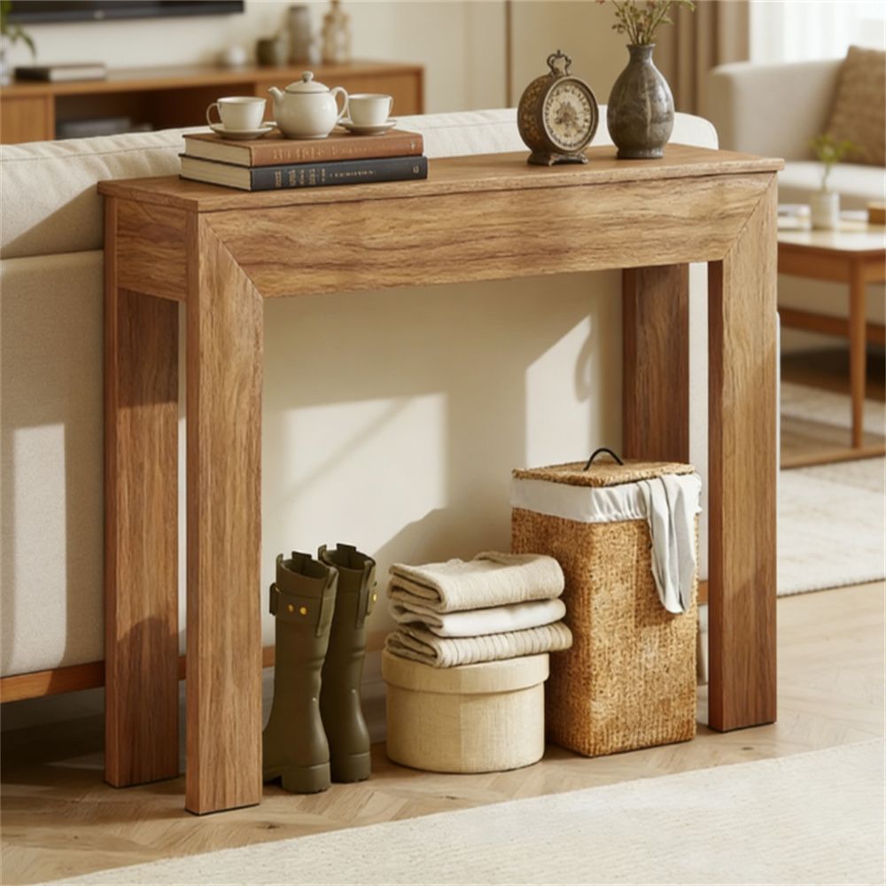 Console table, entrance table, lobby table, storage desk, walnut