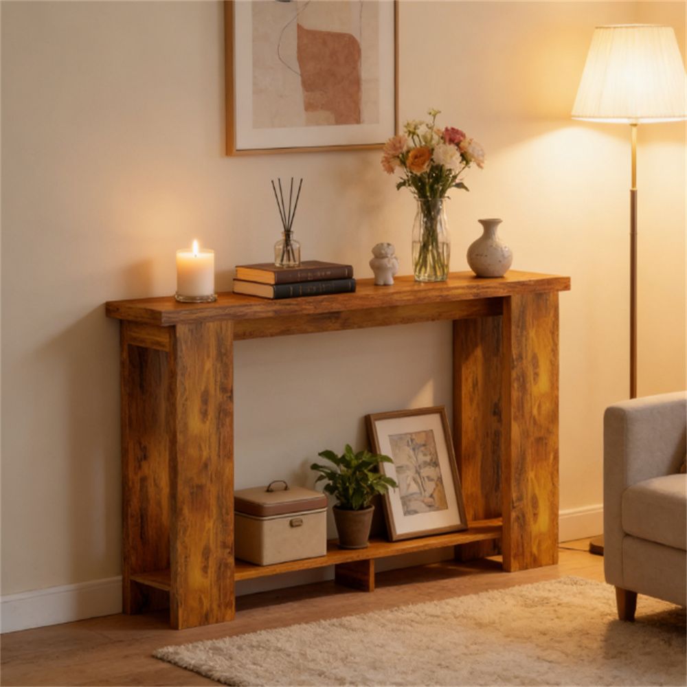 Console table, entrance table, sofa table, hallway table, storage desk, distressed brown