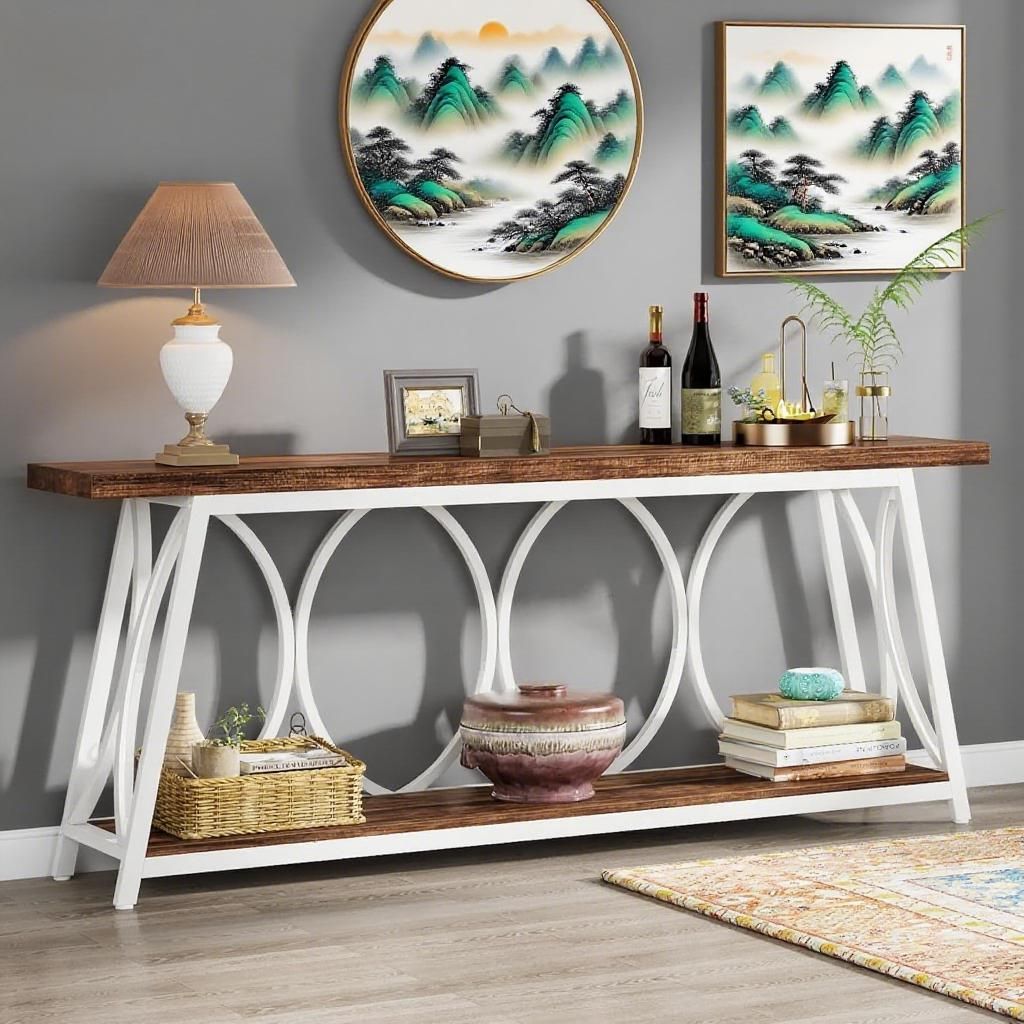 Console Table, Industrial Sofa Table Behind Couch