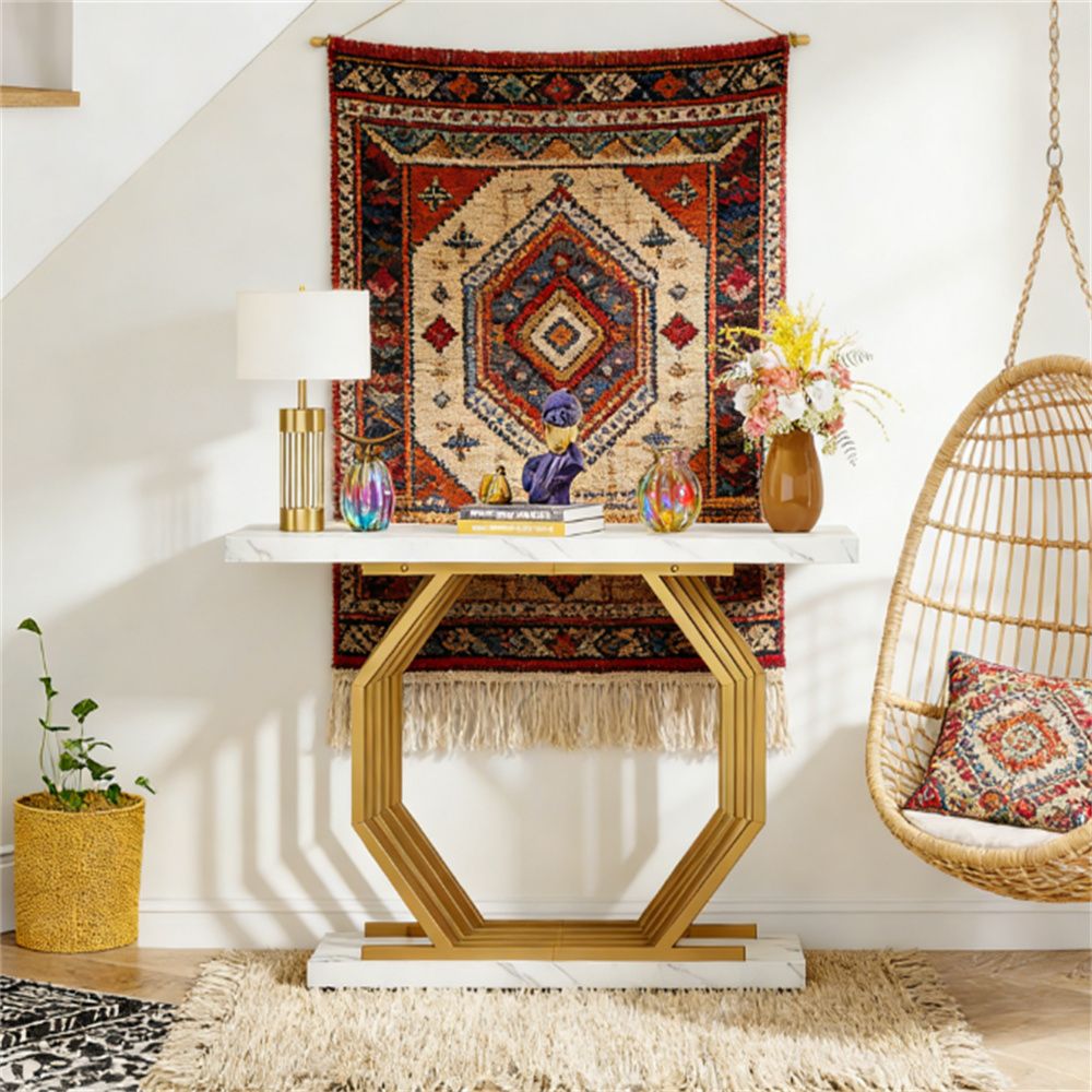 Console table, sofa table with metal base, display table, entrance table