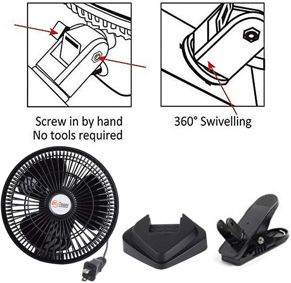 Convertible 6-Inch Desk & Clip on Fan Two Quiet Speeds, Household Table Clip on Fans AC Personal Desktop Fans with 6 Feet Cord, Ideal for The Home, Office, Dorm, Black
