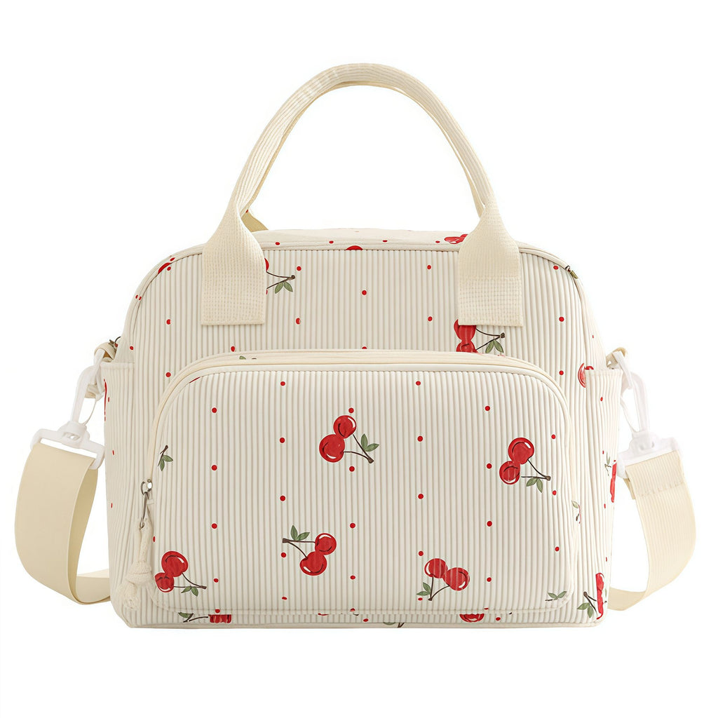 Corduroy Insulated Lunch Bag, Star Printed Crossbody Lunch Tote with Detachable Shoulder Strap for Women Work School Picnic