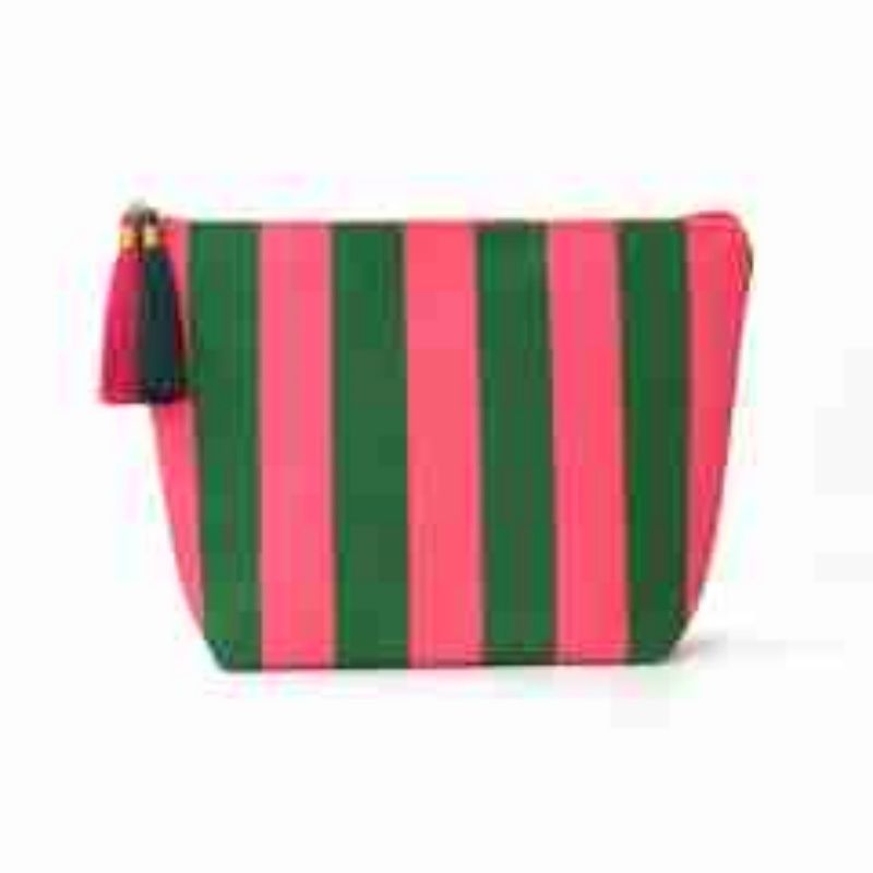 Corduroy striped storage bag, green high-value makeup bag, large capacity travel portable toiletry bag