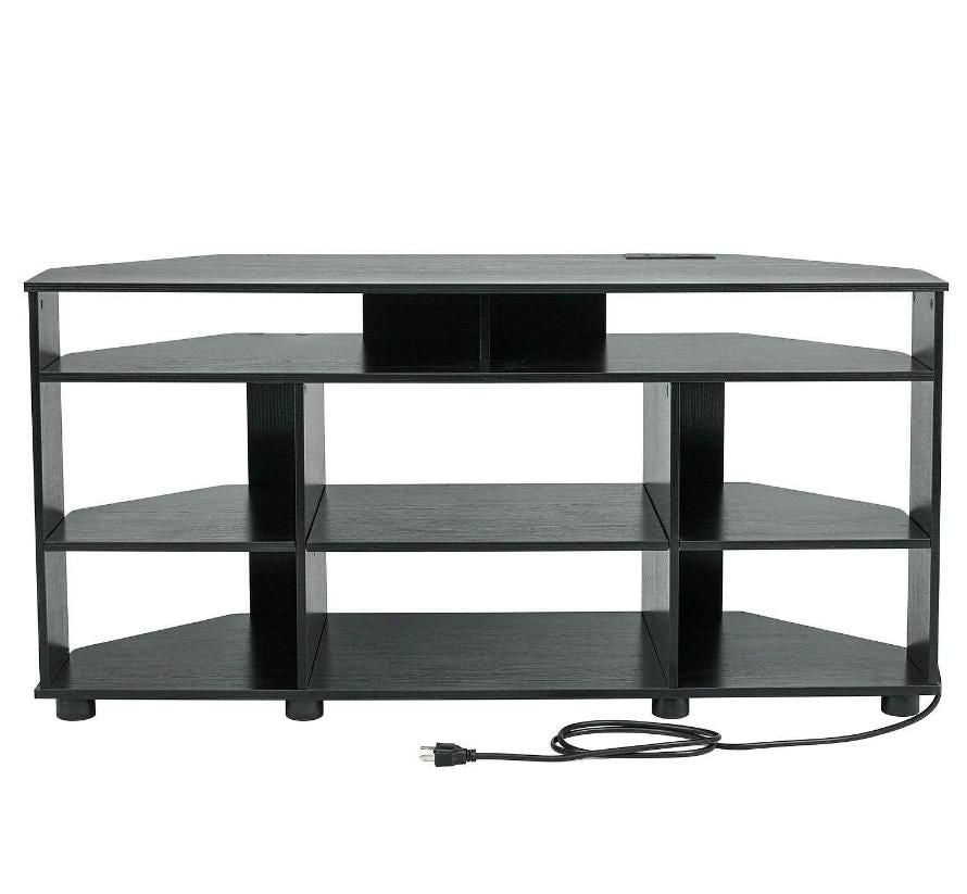 Corner Entertainment Center TV Stand for TVs up to 55 Inch Modern Rustic Pine Wood TV Stand