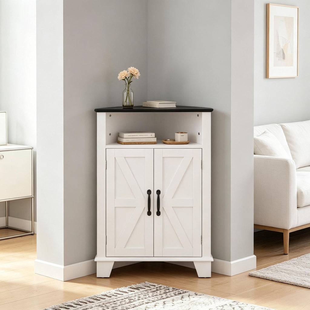 Corner Storage Cabinet 4-Tier Open Shelf Kitchen Bathroom Organizer Wood Rack for Living Room Bedroom