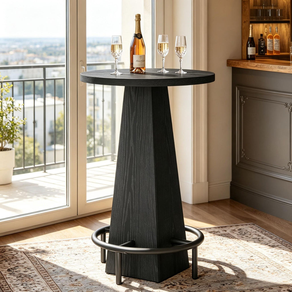 Counter Height round Pub Table with Footrest Bar Dining Table for Kitchen Home Pub Furniture