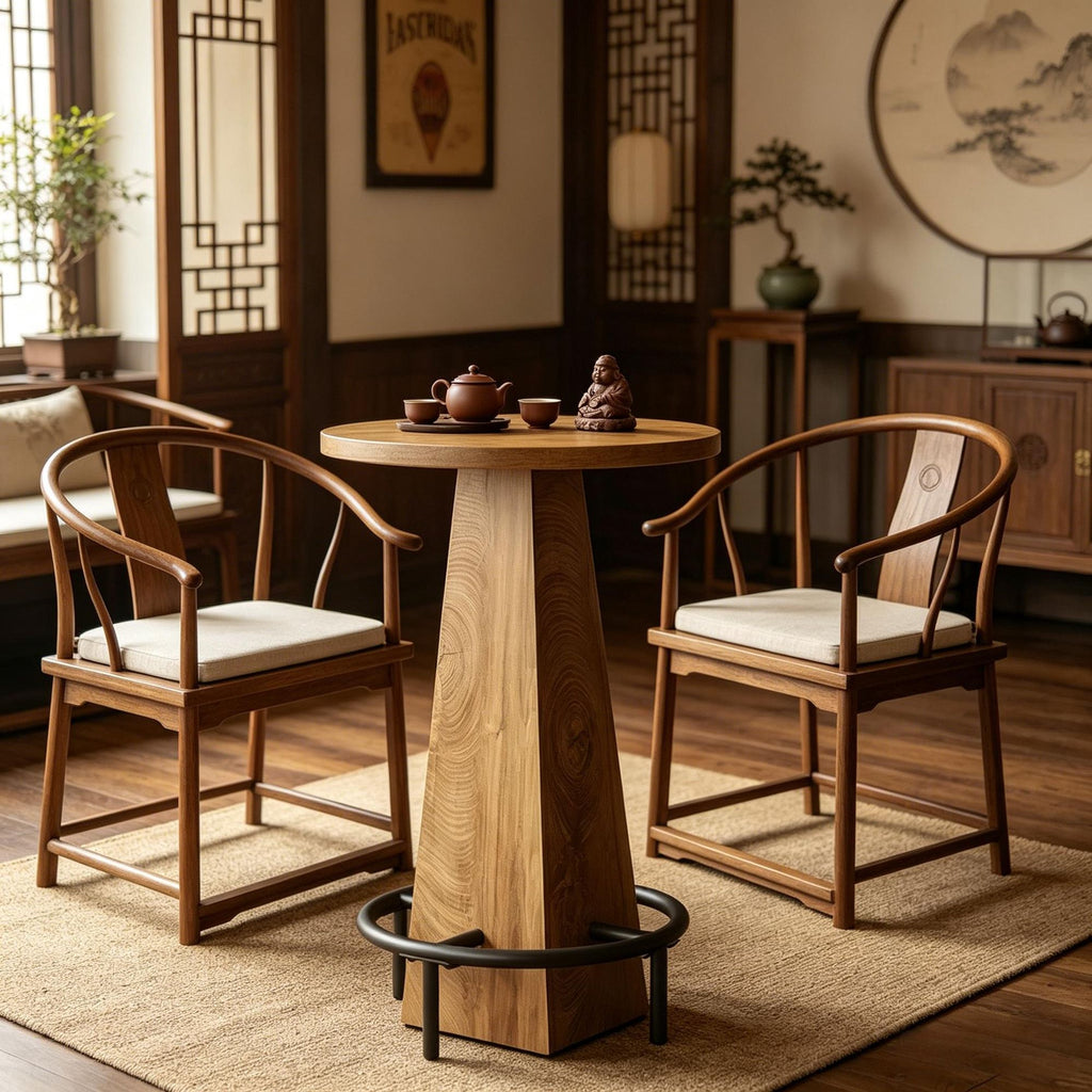 Counter Height round Pub Table with Footrest Bar Dining Table for Kitchen Home Pub Furniture