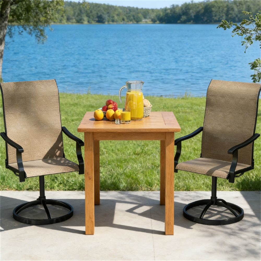 Courtyard chairs, one set of two armchairs, dining chairs, brown