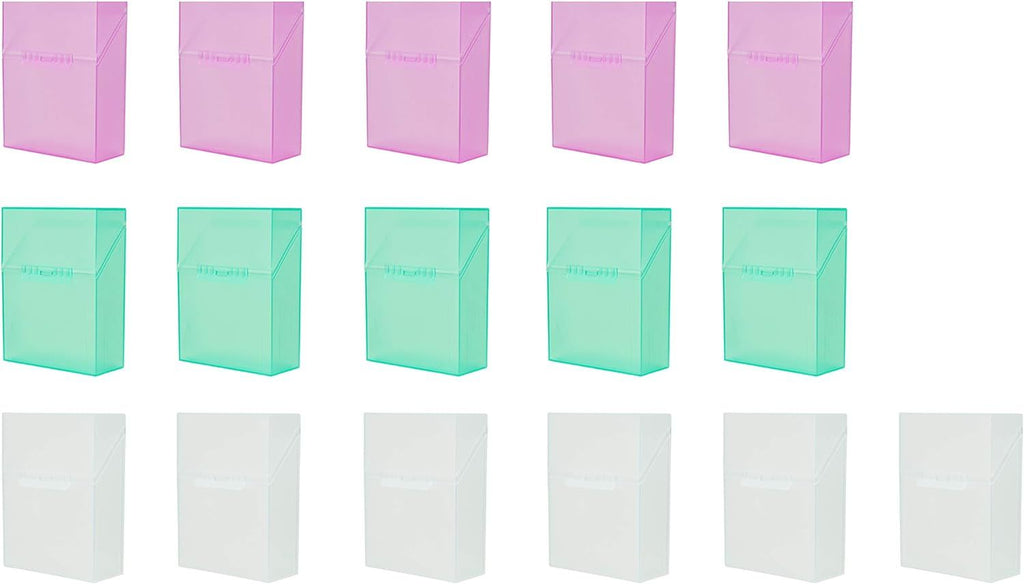 Crayon Box with Hinged Lid and Snap Closure, Clear, Purple, and Green Plastic, 16-Pack (Colors May Vary)