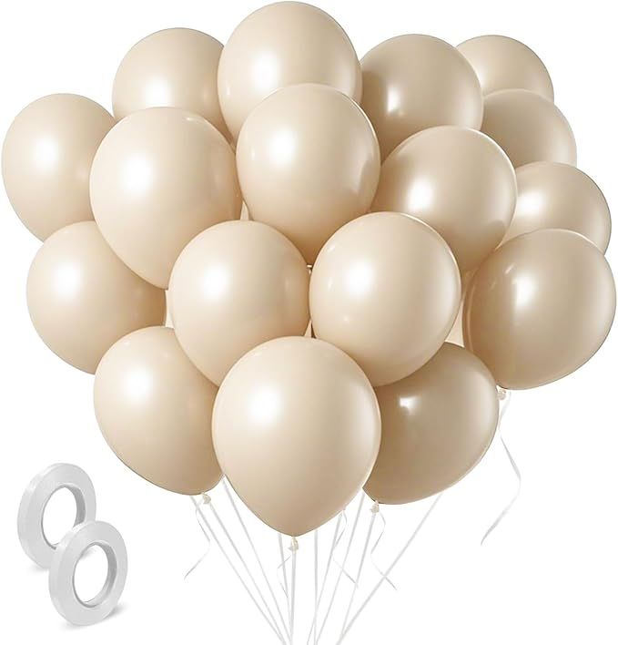 Cream Balloons Latex Party Balloons 100 Pack 12 inch Round Beige Neutral Sand White Balloons for Birthday Wedding Baby Shower Gender Reveal Party Decoration