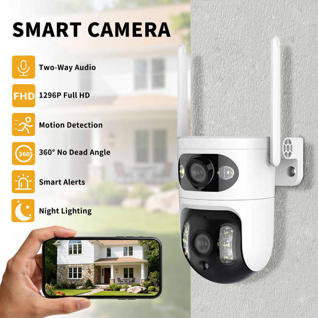 Cross border popular binocular gun ball linkage monitoring camera | AI humanoid tracking+360 ° panoramic monitoring | WiFi remote real-time warning | Home/shop security artifact