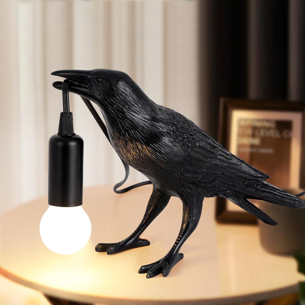 Crow Lamp - Raven Lamp with LED Bulb, Bird lamp, Crow Light Gothic Halloween Decor for Bedside Bedroom Living Room Decor