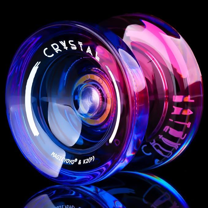 Crystal Responsive Yoyo for Kids 8-12, Professional Fingerspin Trick Yo Yo for Advanced, Dual Purpose Mode with Unresponsive Bearing+12 Yo yo Strings+Yo-yo Case Bag (Pink Purple Gradient)