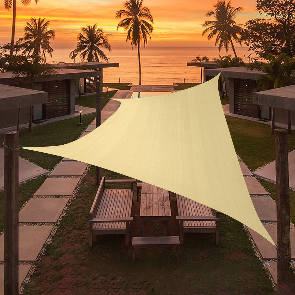 Custom Size Beige Sun Shade Sail Triangle Canopy 185 GSM Durable Fabric UV Block Awning for Outdoor Patio Garden Backyard (Customized Available)