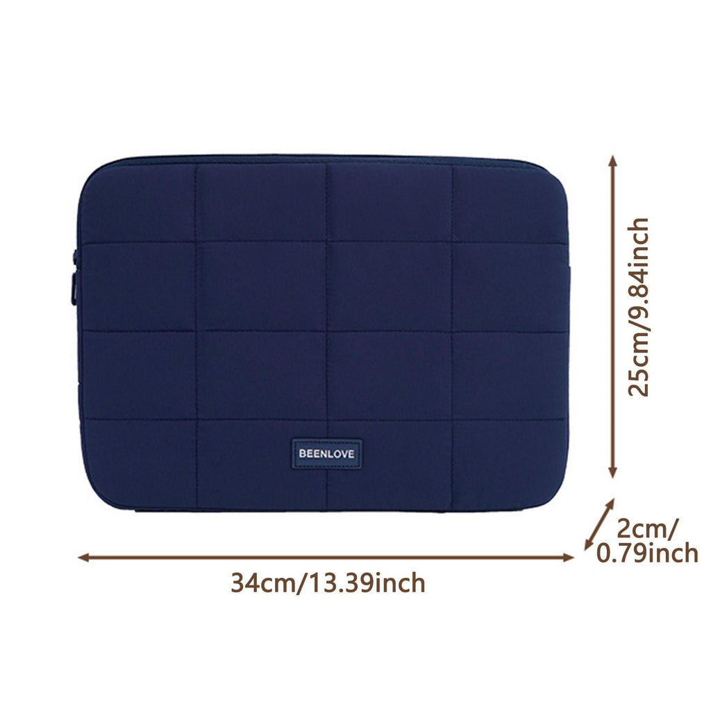 Cute Grid Puffy Laptop Sleeve Lightweight Water Resistant Computer Protective Bag Portable Notebook Cover